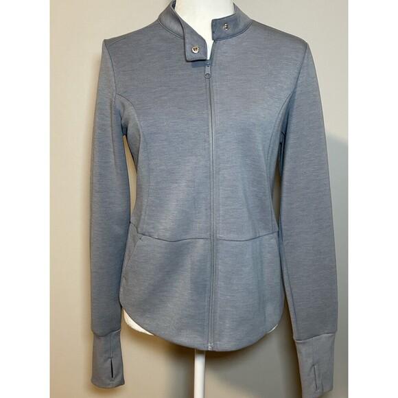 MONDETTA Gray Snap Collar Jacket with Pockets and Thumb Holes Women’s Medium - Picture 1 of 12